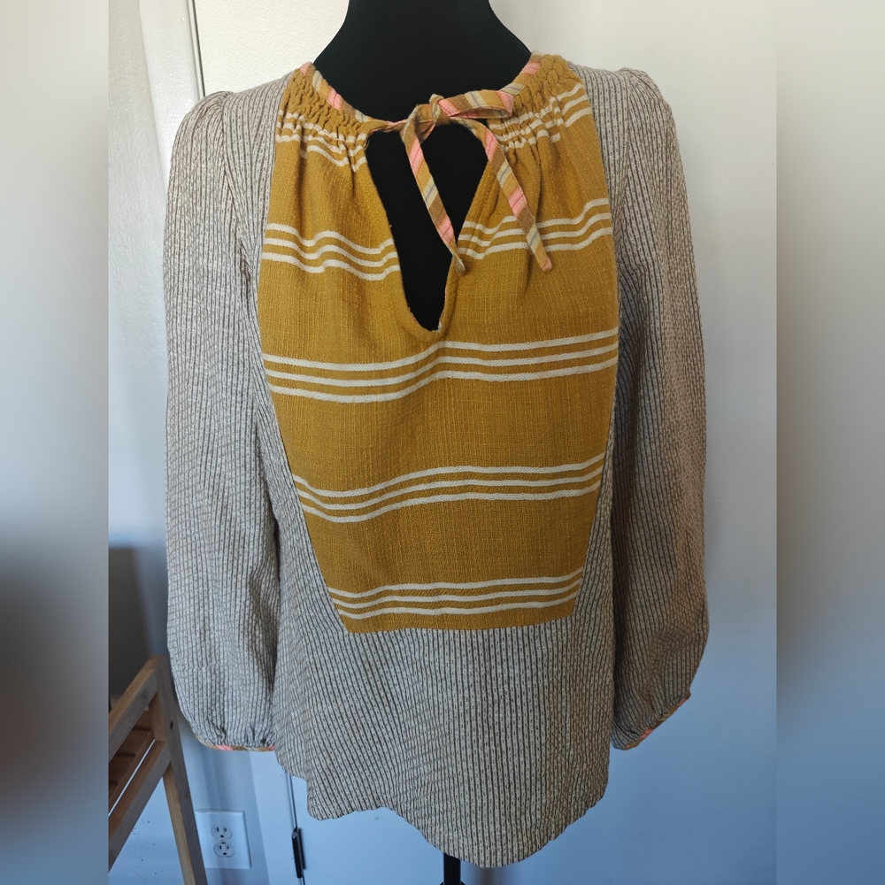 Ace & Jig Tunic Blouse Cotton  Mustard L/S Sz. S/P EUC